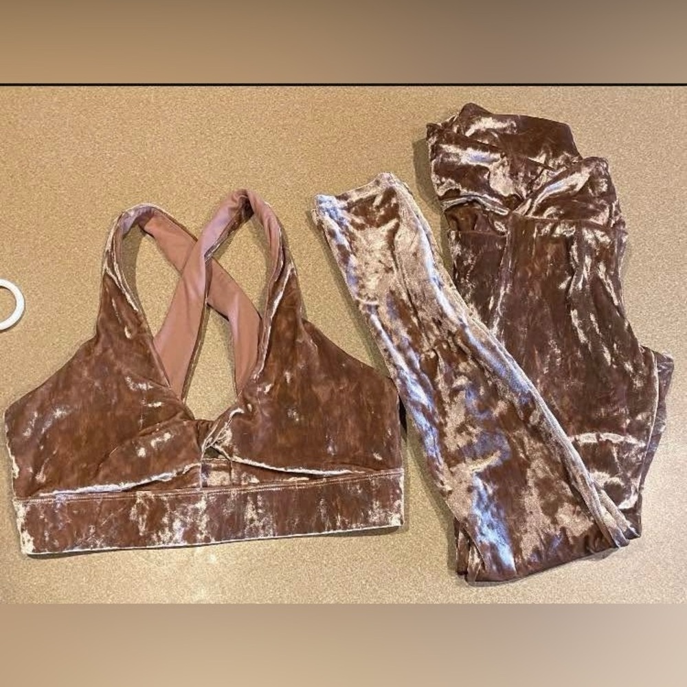 Fabletics Velour Brown Two-Piece activewear Set
